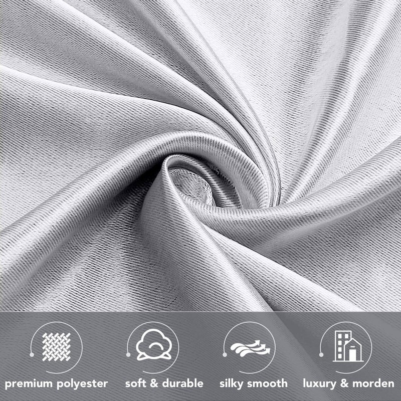 WUBODTI Silver Grey Curtains for Living Room 84 Inch Length 2 Panels, Sparkle Metallic Faux Silk Curtain Drapes Shiny Light Gray Satin Curtains Modern Grommets Light Filtering Curtain for Bedroom - Image 4